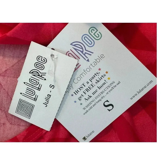 NEW LuLaRoe‎ Small Julia Dress Multicolor Chevron Print Half Sleeve Casual NWT - Picture 6 of 7